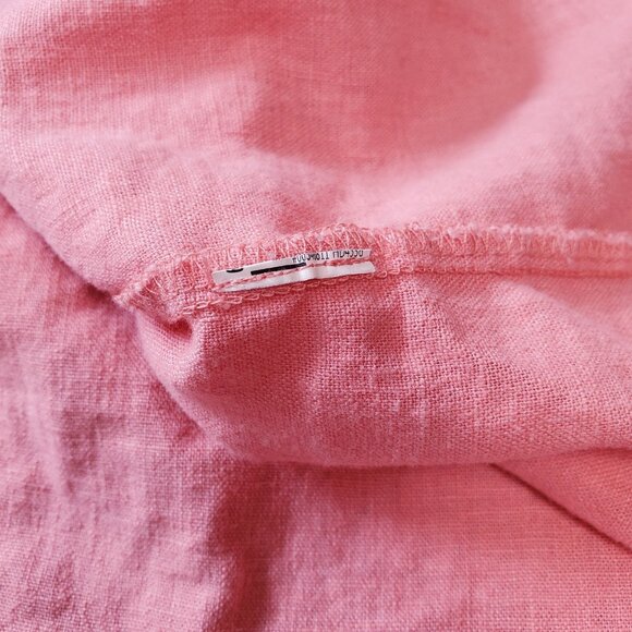 Forever 21 Womens Dress Sz M Coral Orange Button Front Mini Linen Blend Strappy - Picture 6 of 16